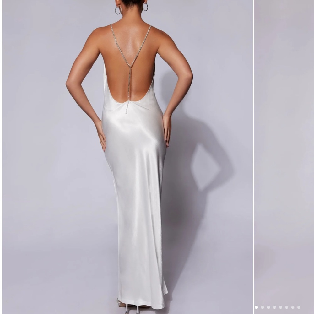 Size medium never worn Sera Diamante Maxi Dress With Low Back - White
